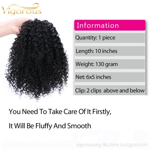 Vigorous Cheap Puff Afro Kinky Curly Pony Tail African American Short Wrap Around Synthetic Clip In On Ponytail Hair Extensions
